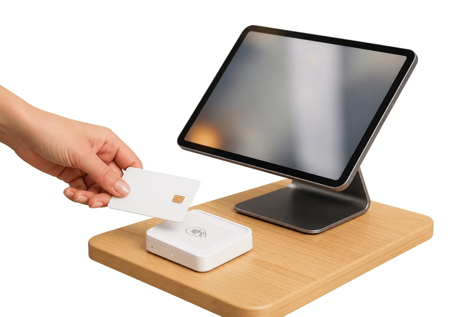 POS checkout screen with card